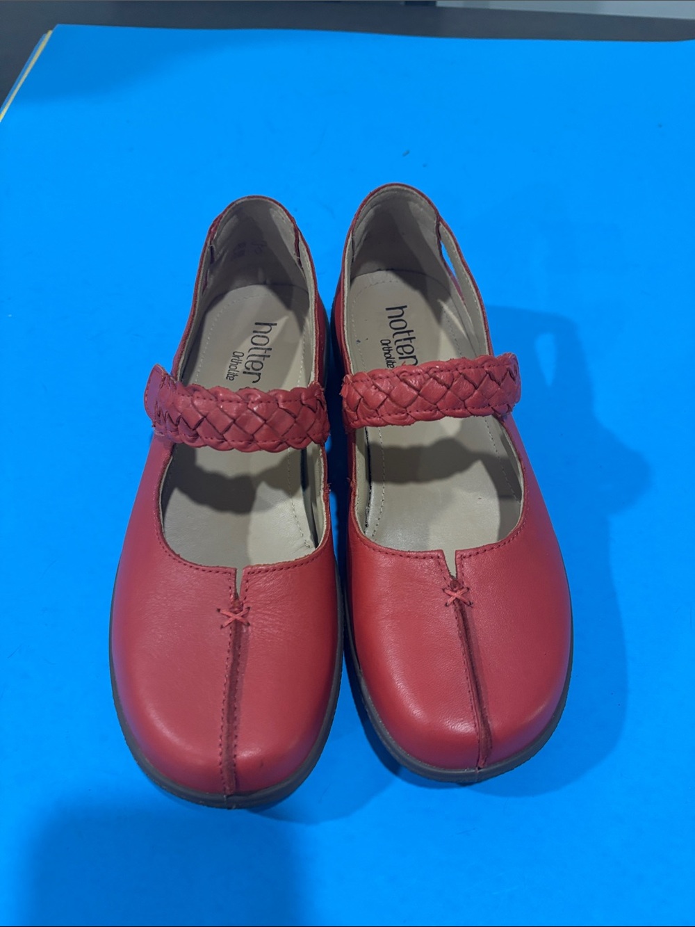Hotter Otholite  Women’s  Red Braided Strap Mary Jane Shoes